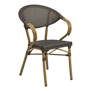 Scaun dining exterior din textil maro inchis Calda House Nordic
