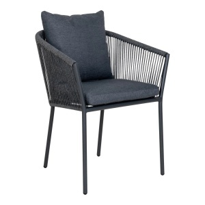 Scaun dining exterior gri inchis din metal Salerno House Nordic