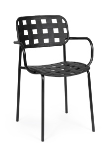 Scaun dining exterior negru din metal Clover Arm Bizzotto