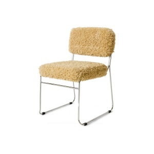 Scaun dining galben auriu din textil Endless Boucle HKliving