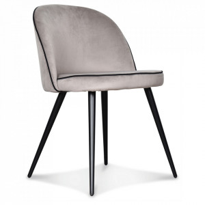 Scaun dining grej/negru din catifea si otel Ingrid The Home Collection