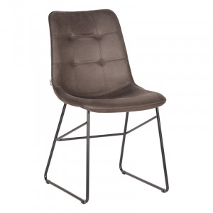 Scaun dining gri antracit/negru din microfibre si metal Slim LABEL51