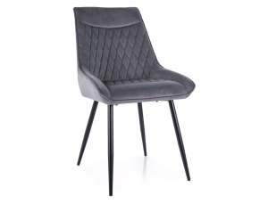 Scaun dining gri din catifea Agat The Home Collection