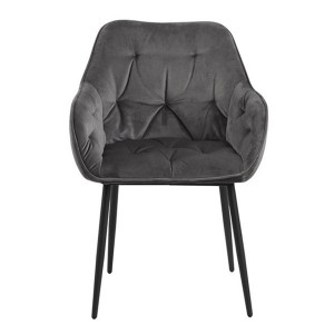 Scaun dining gri inchis/negru din catifea Brooke Actona Company