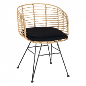 Scaun dining maro/negru din ratan Tirvas The Home Collection