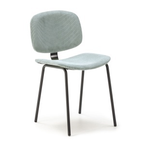 Scaun dining negru/albastru deschis din catifea Arus The Home Collection