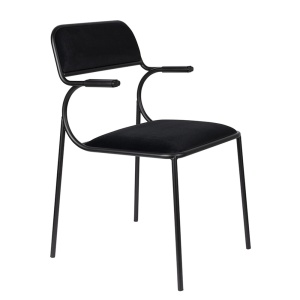 Scaun dining negru din catifea Alba Zuiver