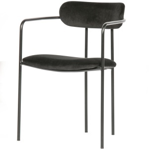 Scaun dining negru din catifea Ivy Woood
