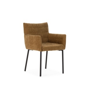 Scaun dining negru/maro caramiziu din textil Naomi Quiet Object