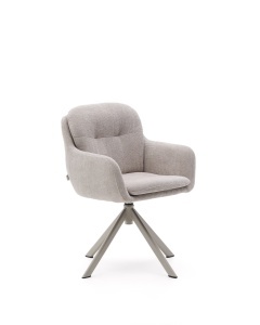 Scaun dining rotativ bej din textil Lexa Chenille Kave Home