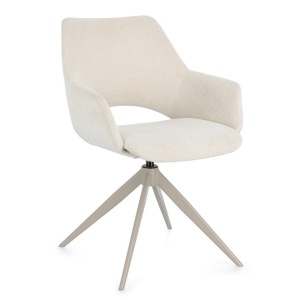 Scaun dining rotativ crem din textil Vivian Bizzotto