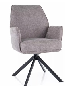 Scaun dining rotativ gri din textil Hugo The Home Collection