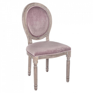 Scaun dining roz/maro din catifea Mathilde Bizzotto