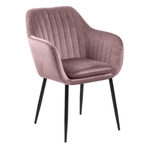 Scaun dining roz/negru din catifea Emilia Quiet Object