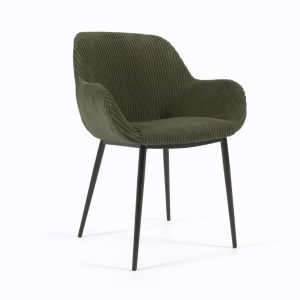 Scaun dining verde din catifea Konna Style Kave Home