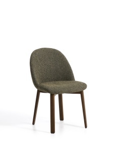 Scaun dining verde din textil Meila Dark Chenille Kave Home