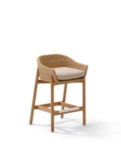 Scaun exterior bar bej din lemn Galea High Kave Home