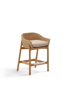 Scaun exterior bar bej din lemn Galea Kave Home