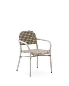 Scaun exterior dining bej/ verde din metal Tuccia Kave Home