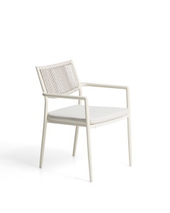 Scaun exterior dining ecru din metal Argasi Kave Home