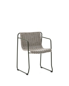 Scaun exterior dining ecru/gri din metal Maurina Kave Home