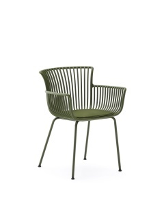 Scaun exterior dining verde din metal Surpika Kave Home