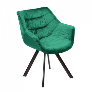 Scaun lounge verde din catifea si metal Comfort The Home Collection