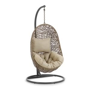 Scaun suspendat cu suport maro/gri din metal Florina Kave Home
