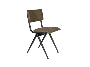 Scaun verde army/negru din piele ecologica Willow Dutchbone