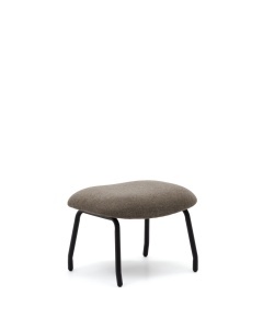 Scaunel dreptunghiular maro din textil Belina Kave Home