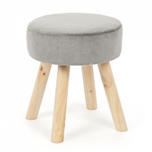 Scaunel gri/maro din catifea Adeline Bizzotto