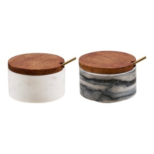 Set 2 borcane cu capac cu linguri multicolore Pauri House Nordic