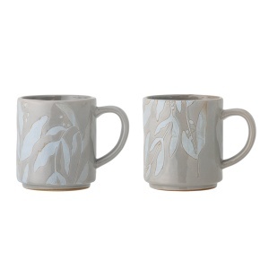 Set 2 cani gri din ceramica 350 ml Aurora Bloomingville
