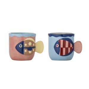 Set 2 cani multicolore din ceramica 200 ml Willy Bloomingville