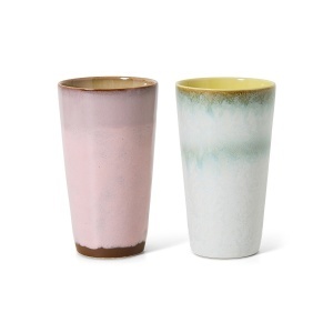 Set 2 cani multicolore din ceramica 300 ml 70s Fresco HKliving