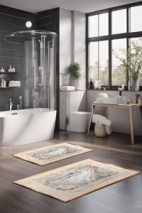 Set 2 covorase de baie multicolore din fibre sintetice CT-5008 The Home Collection