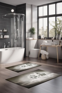 Set 2 covorase de baie multicolore din fibre sintetice CT-5126 The Home Collection