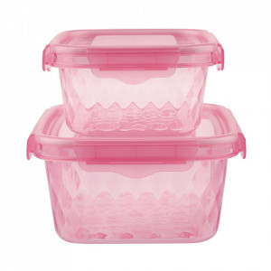 Set 2 cutii pentru pranz roz din plastic Ale Miss Etoile