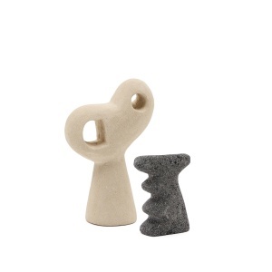 Set 2 decoratiuni crem/negre din piatra Arif Kave Home