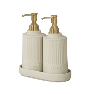 Set 2 dispensere sapun lichid cu suport crem din ceramica 550 ml Heidi Wenko
