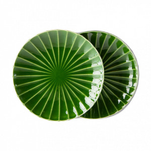 Set 2 farfurii intinse verzi din ceramica 22 cm Emeralds HK Living
