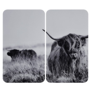 Set 2 placi protectie plita din sticla alba/neagra 30x52 cm Highland Wenko