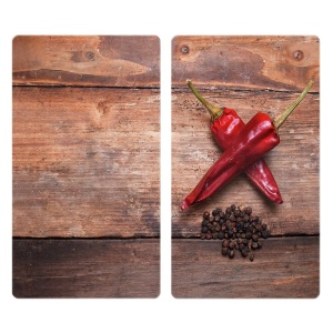 Set 2 placi protectie plita multicolore din sticla 30x52 cm Pepper Wenko