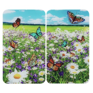 Set 2 placi protectie plita multicolore din sticla 30x52 cm Univer Wenko