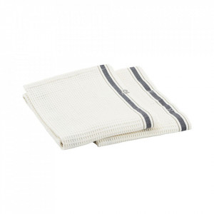 Set 2 prosoape bucatarie crem/gri din bumbac 55x75 cm Bihar House Doctor