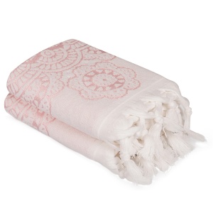 Set 2 prosoape ecru/roz din bumbac 50x90 cm Marcello The Home Collection