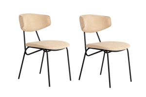 Set 2 scaune dining bej/negre din bumbac Nancy The Home Collection