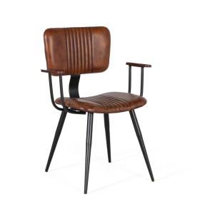 Set 2 scaune dining maro/negre din piele Celis Giner y Colomer