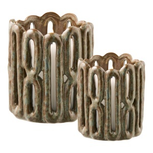 Set 2 suporturi lumanare din ceramica maro Crown House Nordic