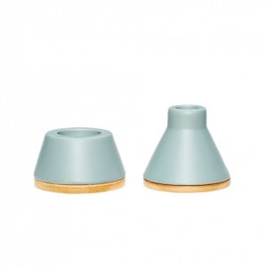 Set 2 suporturi lumanare gri din ceramica Alessandra Hubsch